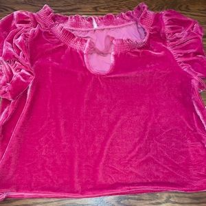 Free People Pink Yours Truly Velvet Top Ruffle Size XSmall